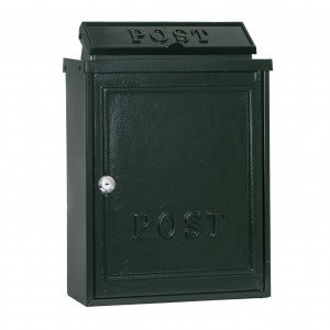 B6 Briefkasten aus Aluminium in der Farbe Grün mit Tür und Schloss. B6 Briefkasten aus Aluminium in der Farbe Grün mit Tür und Schloss.
