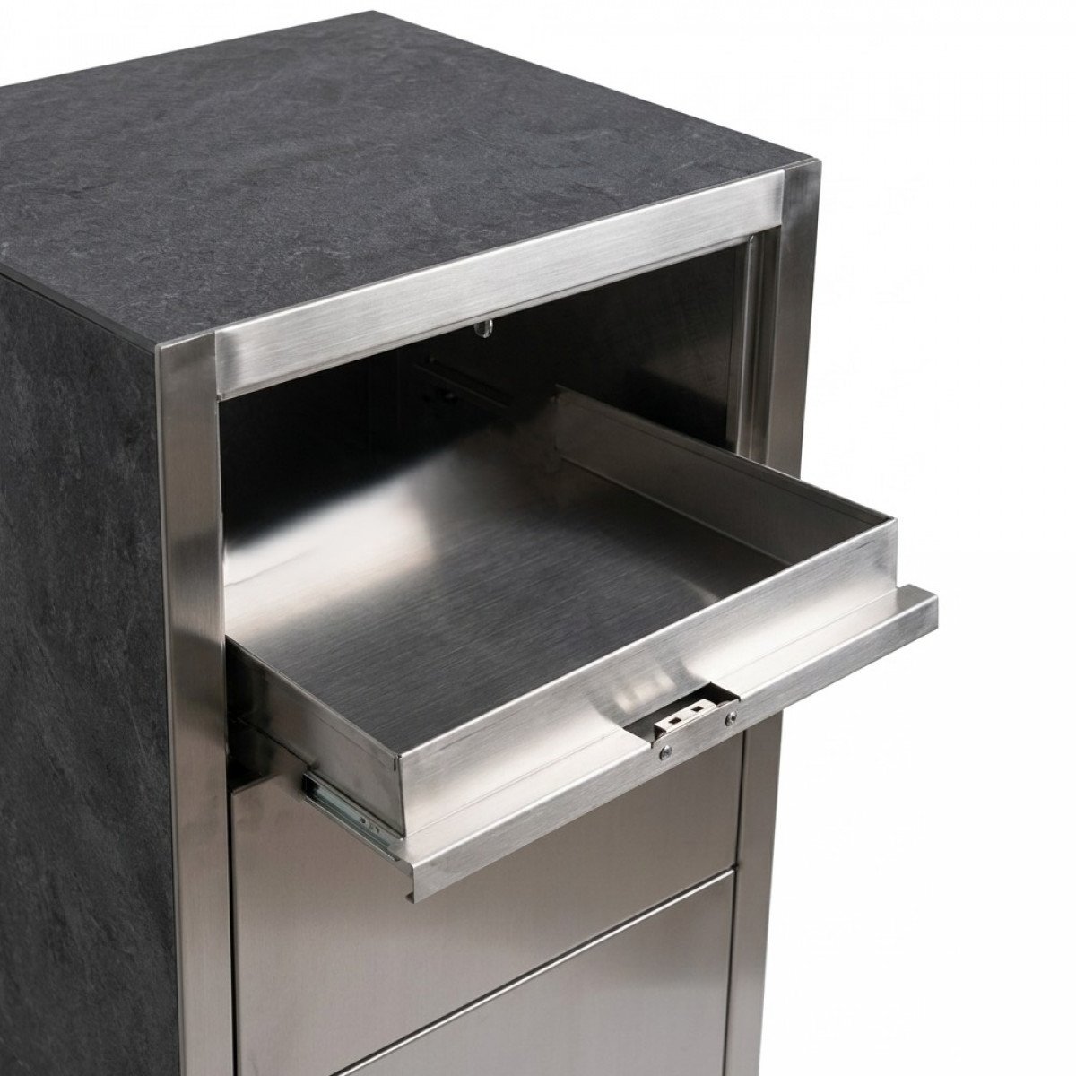 Hartstein Paketbriefkasten grau zeitlos Edelstahl