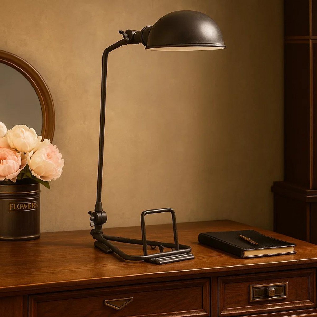 Vintage Tischlampe Harvard Schwarz