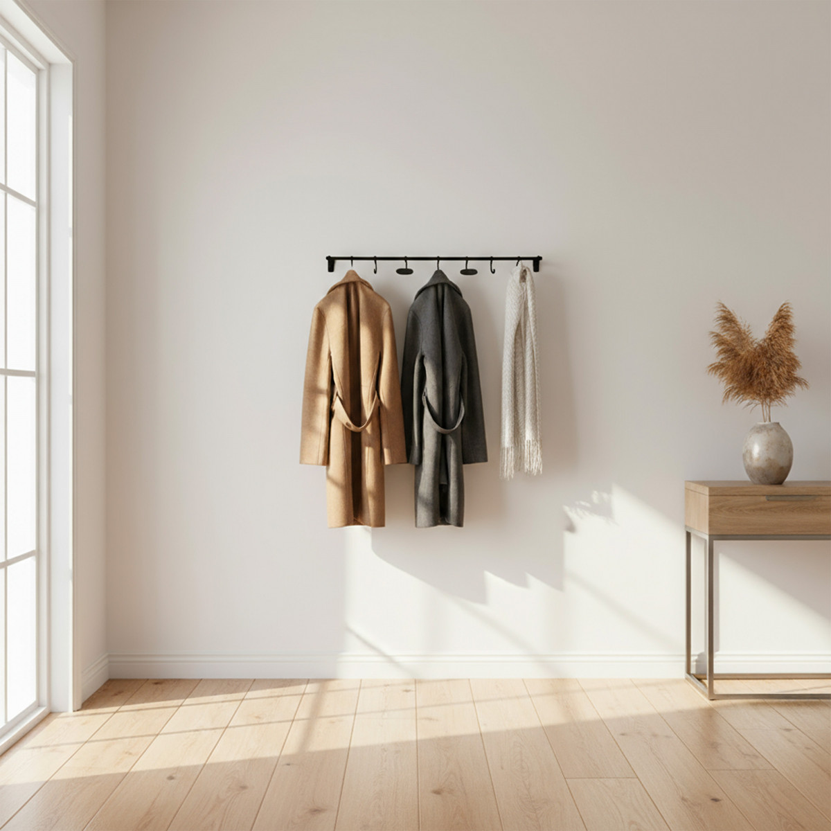 Messing Garderobe Antikschwarz 7 Haken