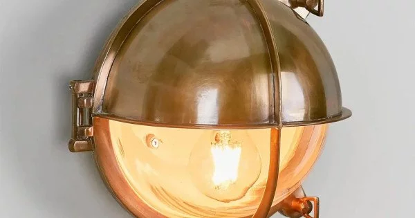 Industrie Wandleuchte Vintage Retro Käfig Schott Gold Messing