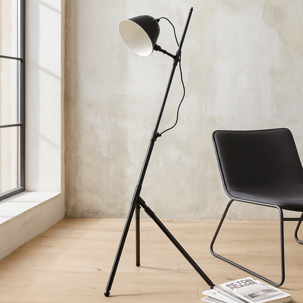 Vintage Stehlampe Delta Antik-Schwarz - Retro Stehlampe für Innen