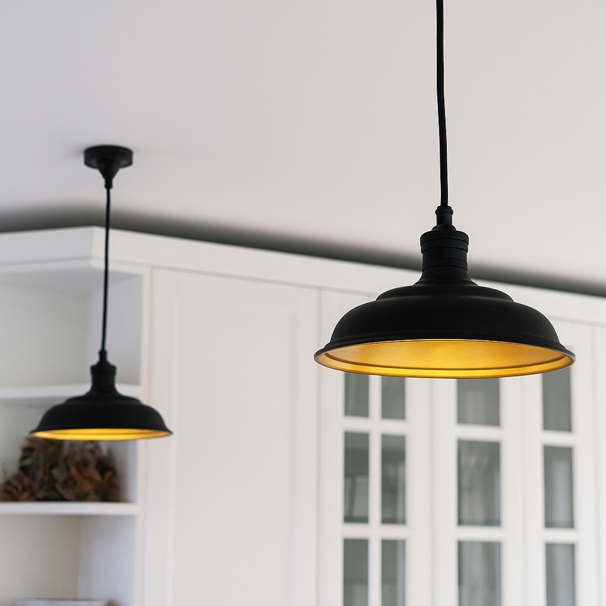 Industrielle-Vintage Ducasse M Hängelampe Antik Schwarz