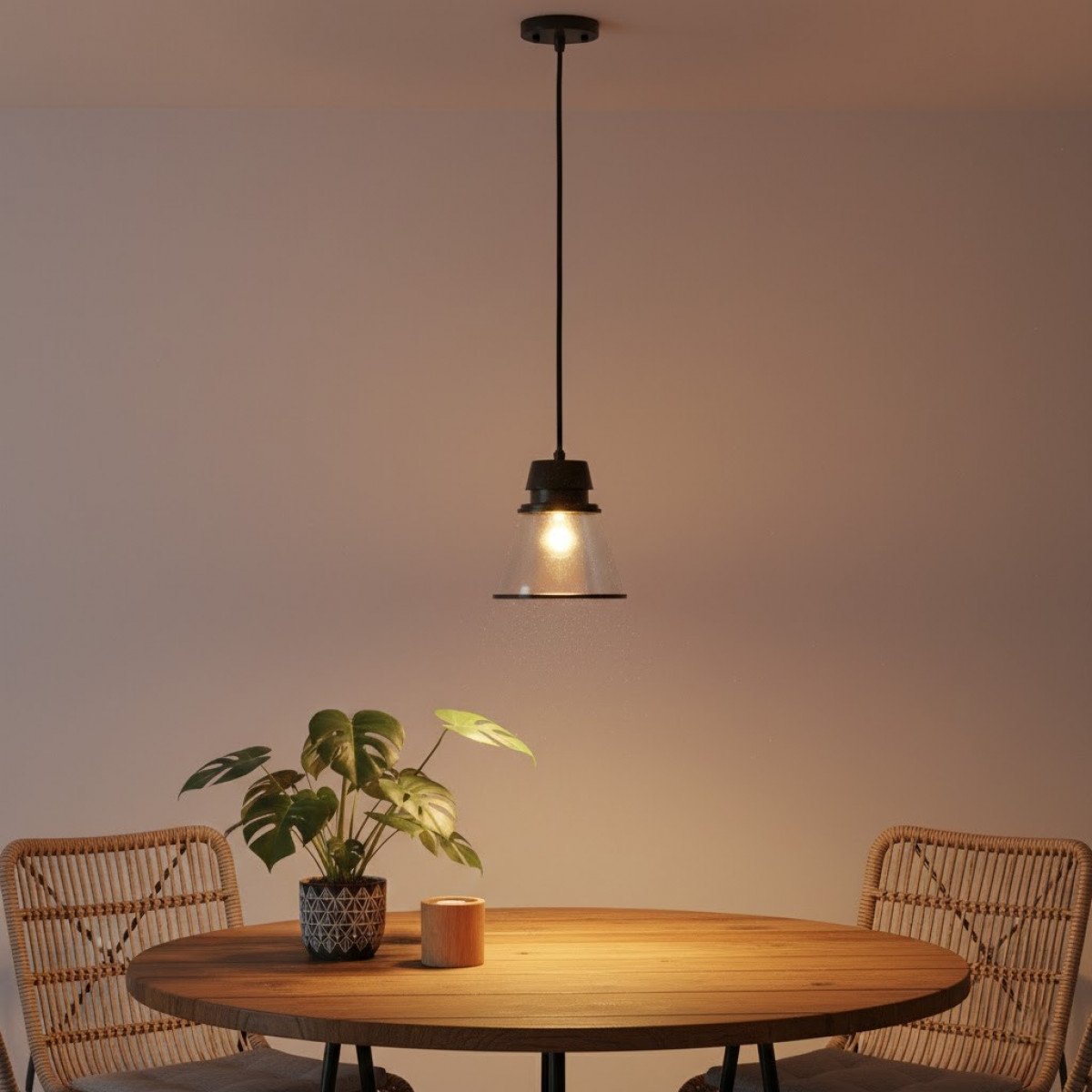 Messinglampe in antikschwarzer Farbe mit E14-Fassung