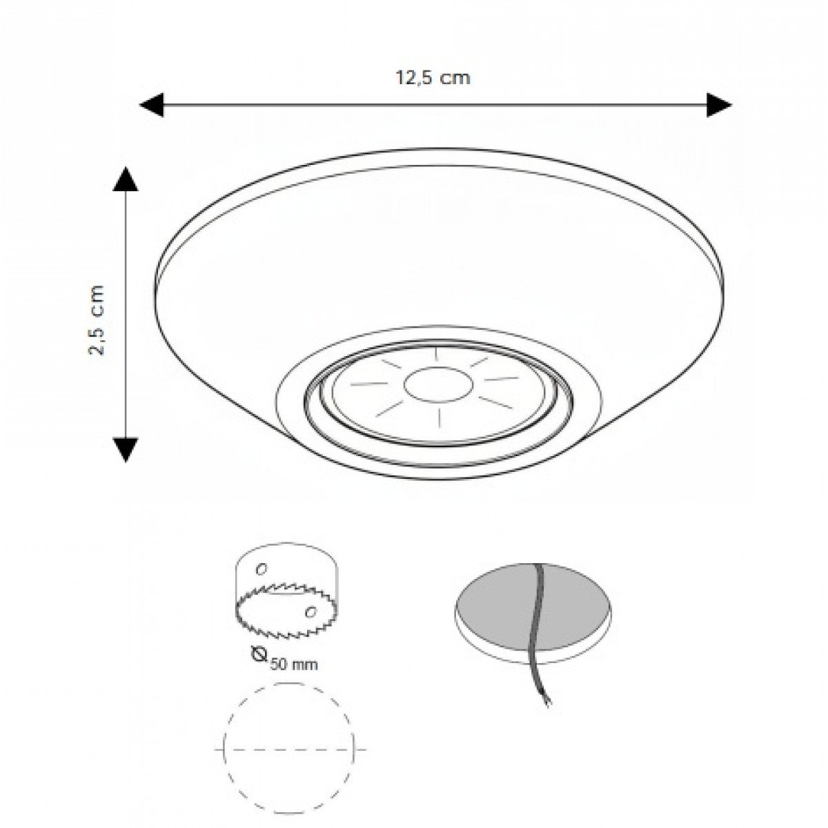 Messinglampe in antiker Silberfarbe mit GU10-Fassung