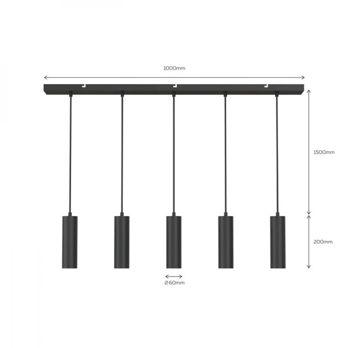 Calex Pendel 5-Licht GU10 schwarze Hängeleuchte