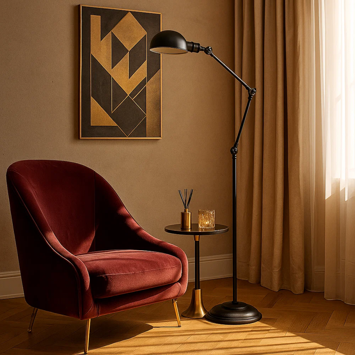 Messinglampe in antikschwarzer Farbe mit E27-Fassung