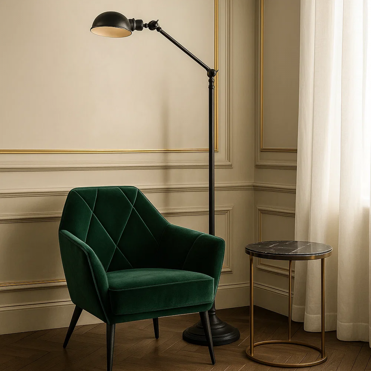 Messinglampe in antikschwarzer Farbe mit E27-Fassung