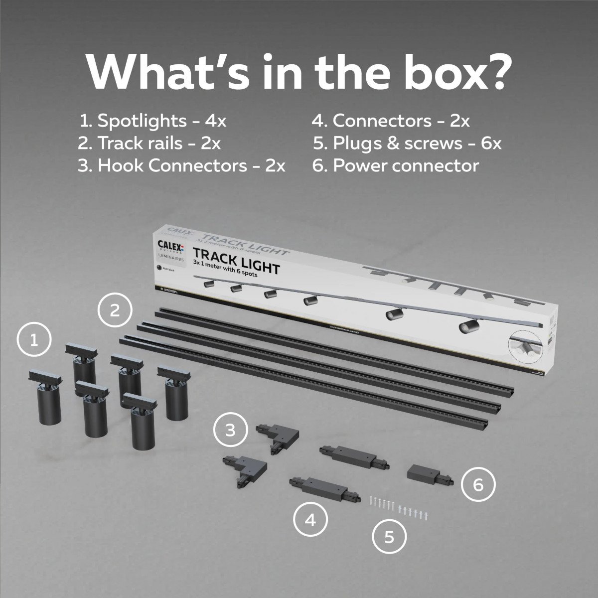 Calex Tracklight Schwarz 6 GU10-Spots