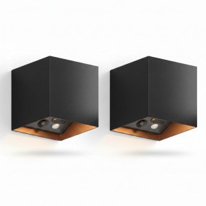 Wiederaufladbare Up & Down Wandleuchte schwarz mit Bewegungssensor