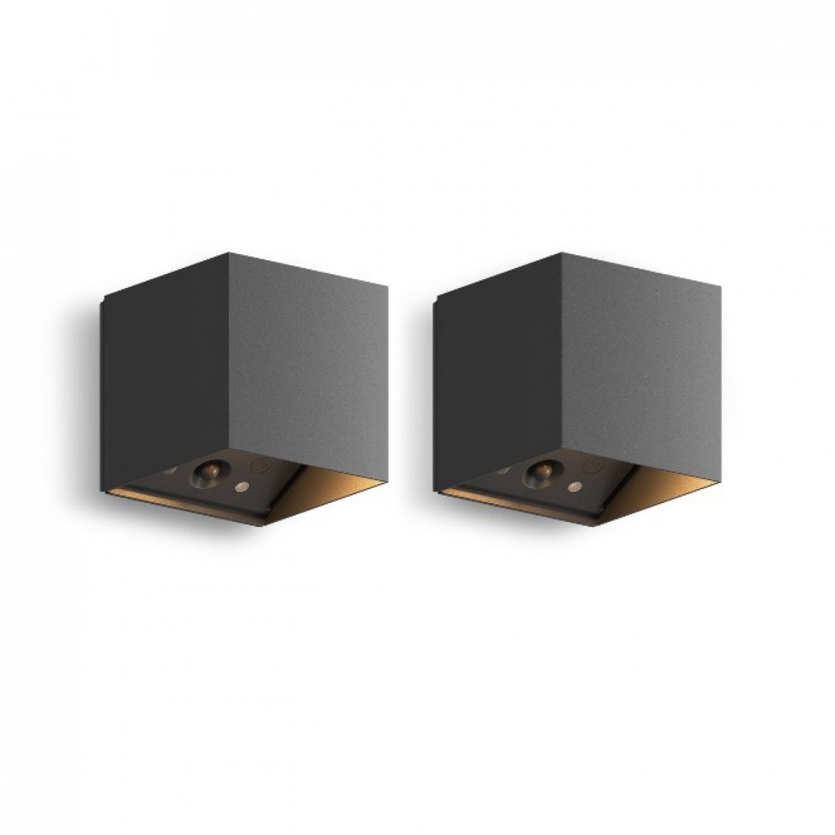 Calex Falerna Wandleuchte Schwarz, wiederaufladbar mit Sensor, 2 Stück