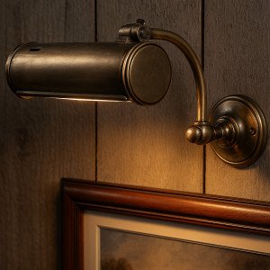 Messinglampe in antiker Silberfarbe mit E14-Fassung