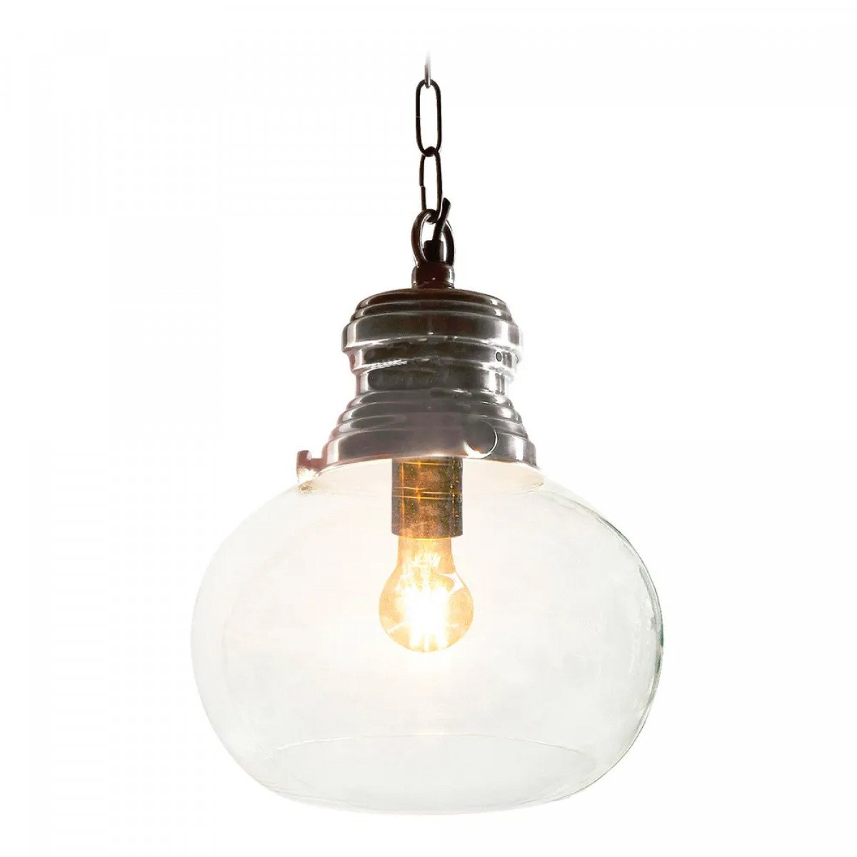 Messinglampe in antiker Silberfarbe mit E27 Fassung