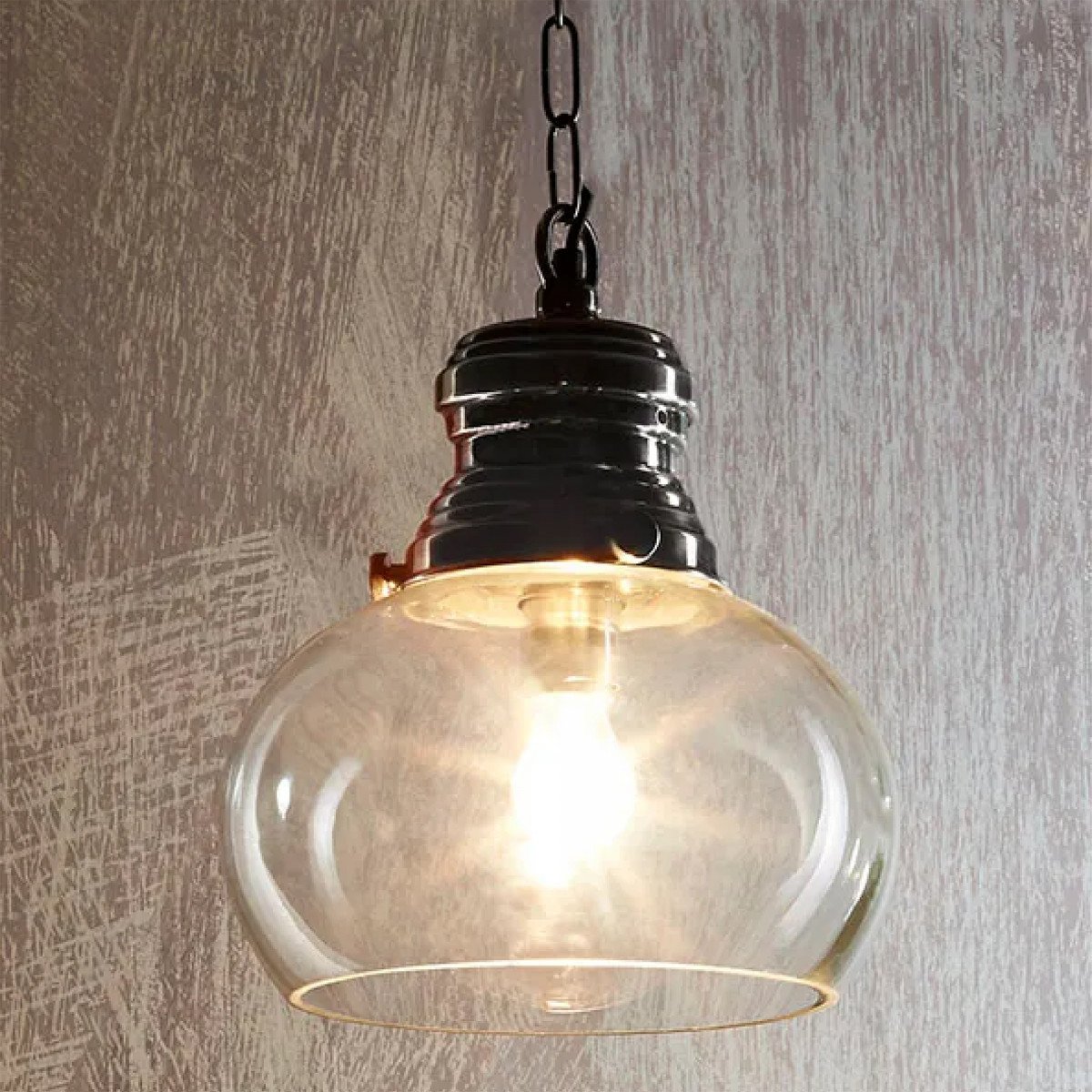 Messinglampe in antiker Silberfarbe mit E27 Fassung