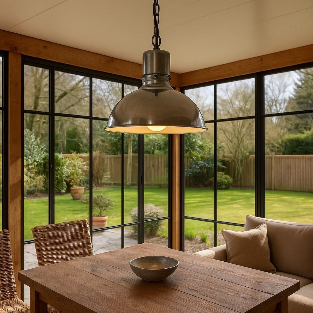 Messinglampe in antiker Silberfarbe mit E27 Fassung