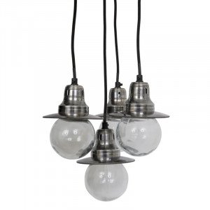 Messinglampe in Antiksilber mit E27-Fassung