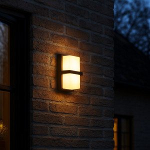 Außenleuchte Stela Wandleuchte anthrazit Opalfenster modern.  Außenleuchte Stela Wandleuchte anthrazit Opalfenster modern.