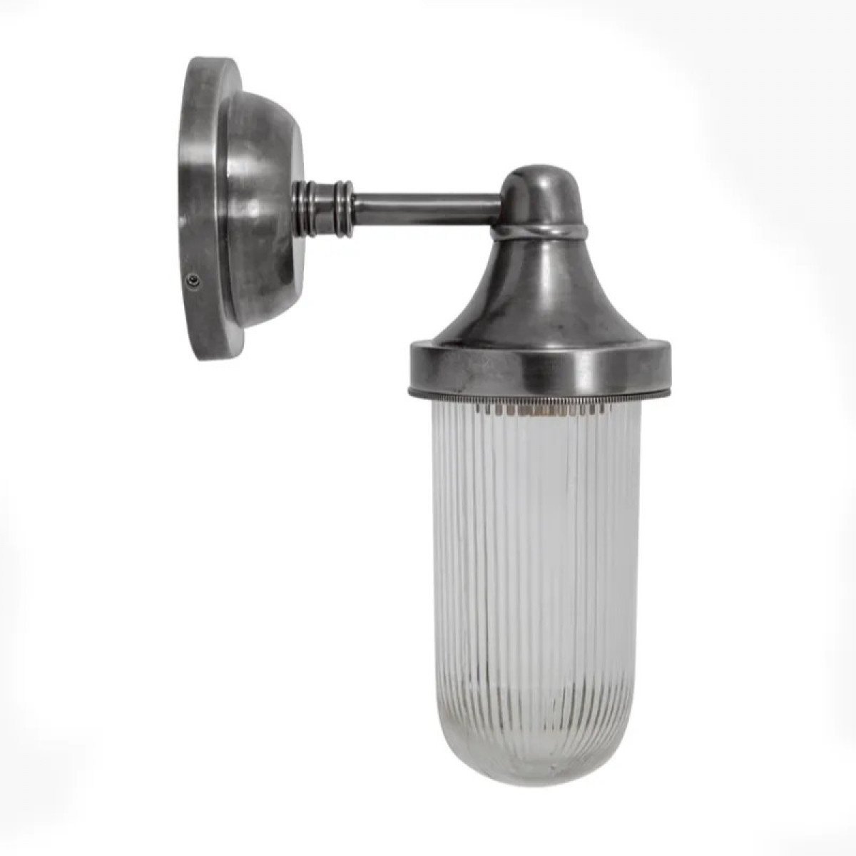Messinglampe in der Farbe Antik Silber mit einem E27 Leuchtmittel-Fassung