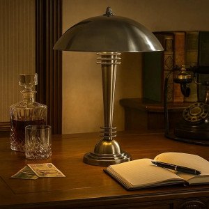 Messinglampe in antiker Silberfarbe mit E27 Fassung Messinglampe in antiker Silberfarbe mit E27 Fassung