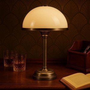 Messinglampe in antiker Silberfarbe mit E27 Fassung