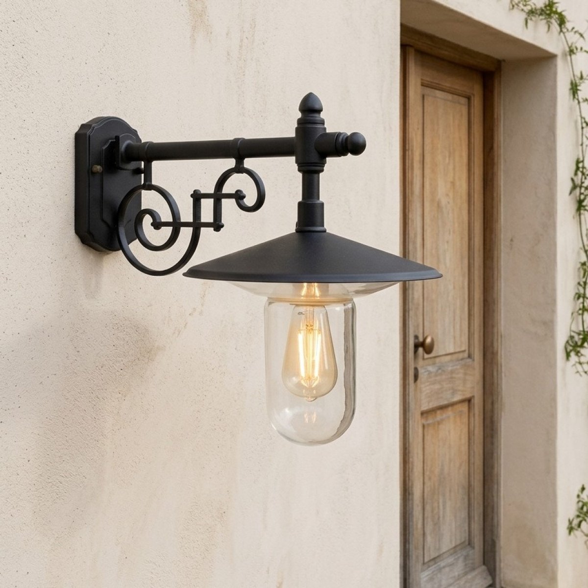 Grüne Stallleuchte klassische Wandhalterung E27 Aluminium