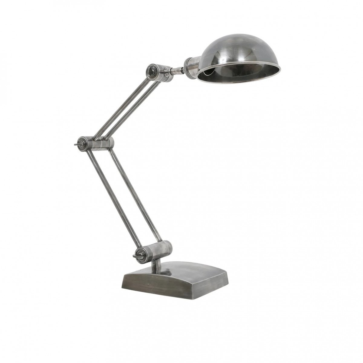 Messinglampe in antiker Silberfarbe mit E27 Fassung