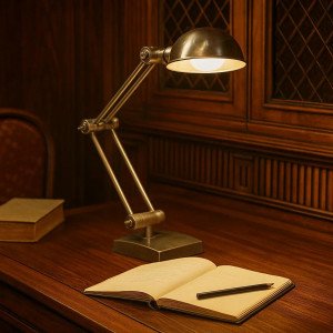 Messinglampe in antiker Silberfarbe mit E27 Fassung