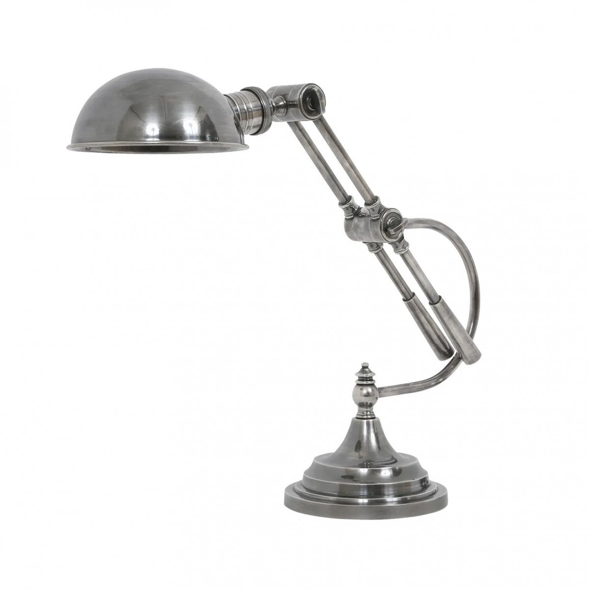 Messinglampe in antiker Silberfarbe mit E27 Fassung