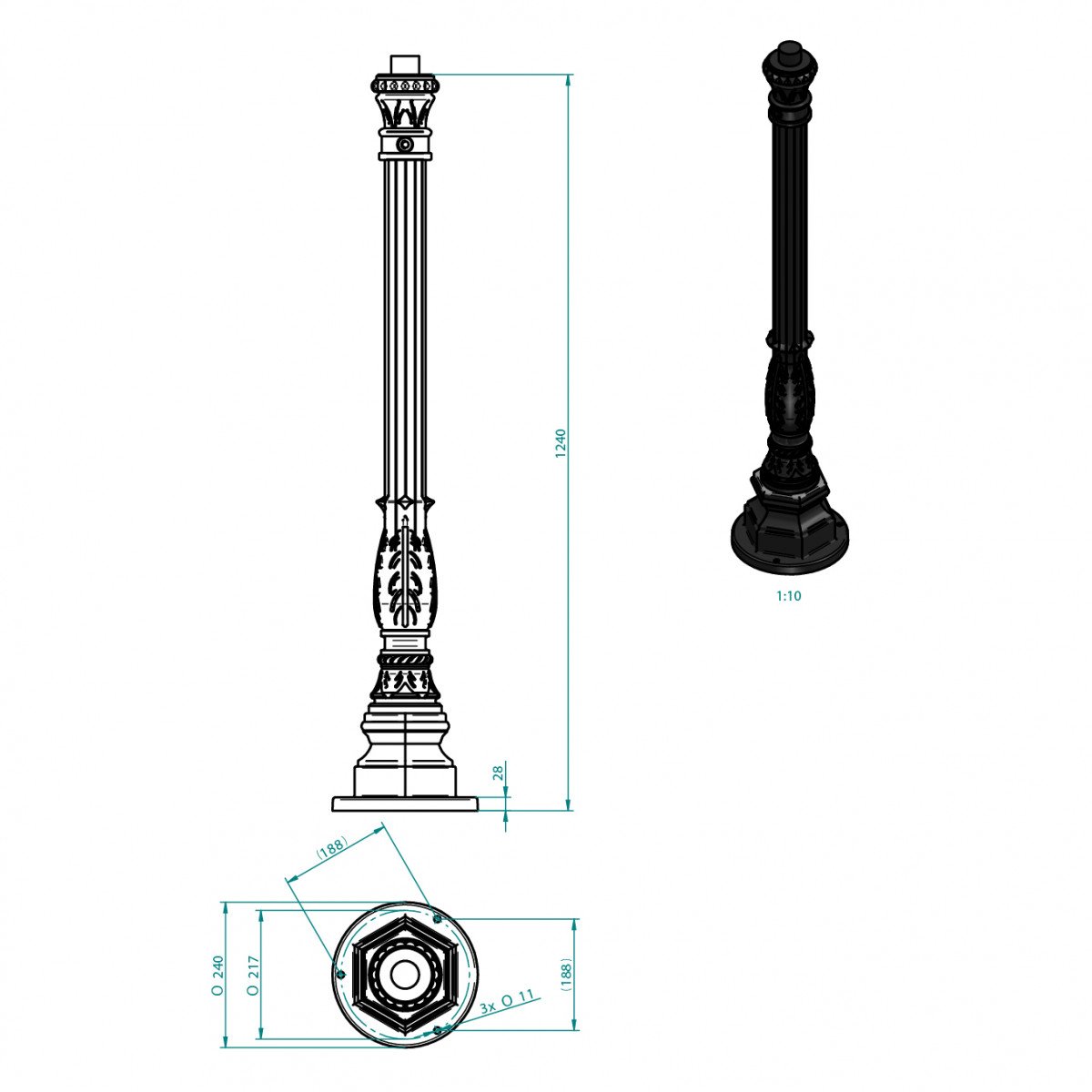 Laternenpfahl, KS3, Mast, Pfahl, Laterne, Laternenmast 