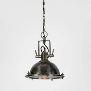 Messinglampe in antiker Silberfarbe mit E27 Fassung