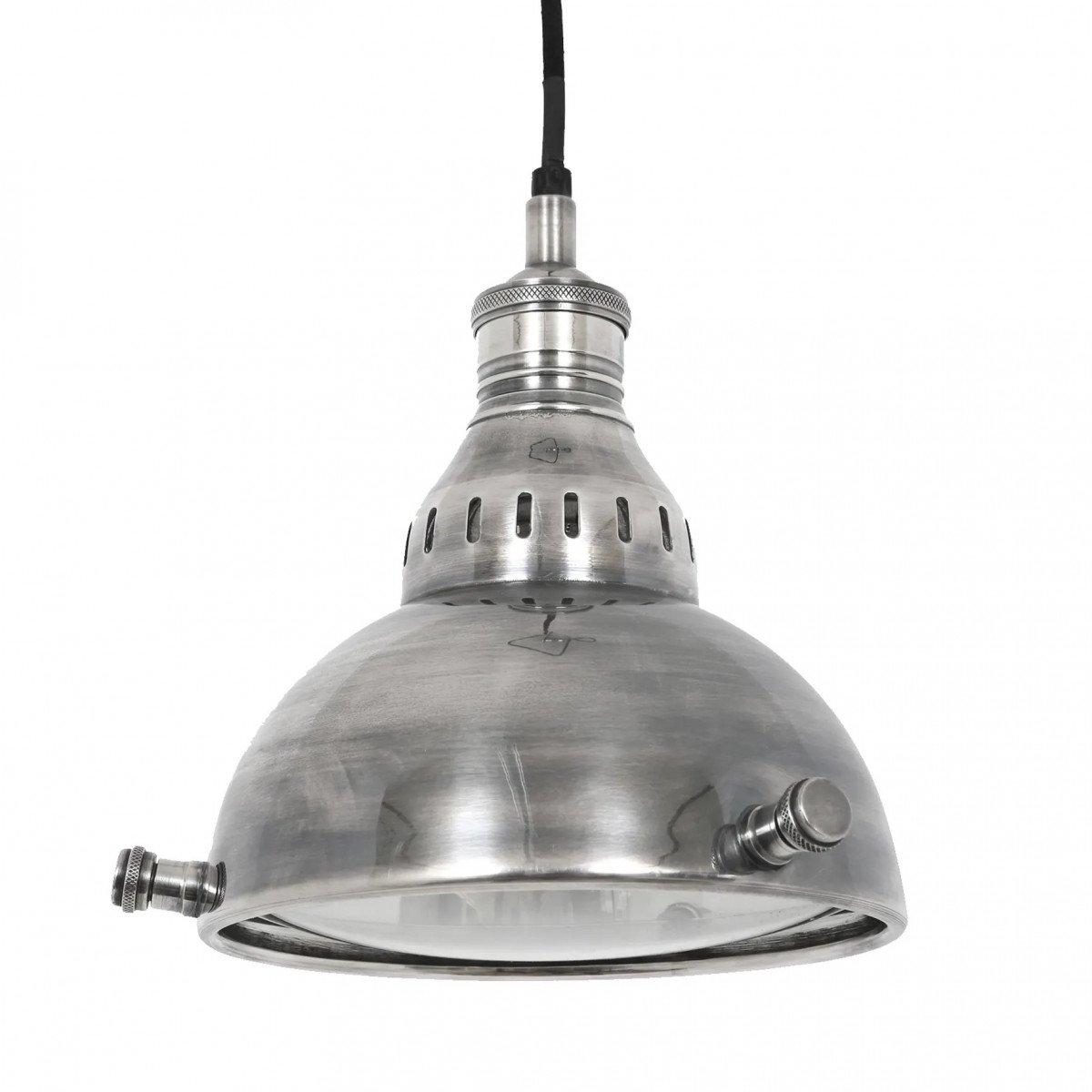 Messinglampe in antiker Silberfarbe mit E27 Fassung