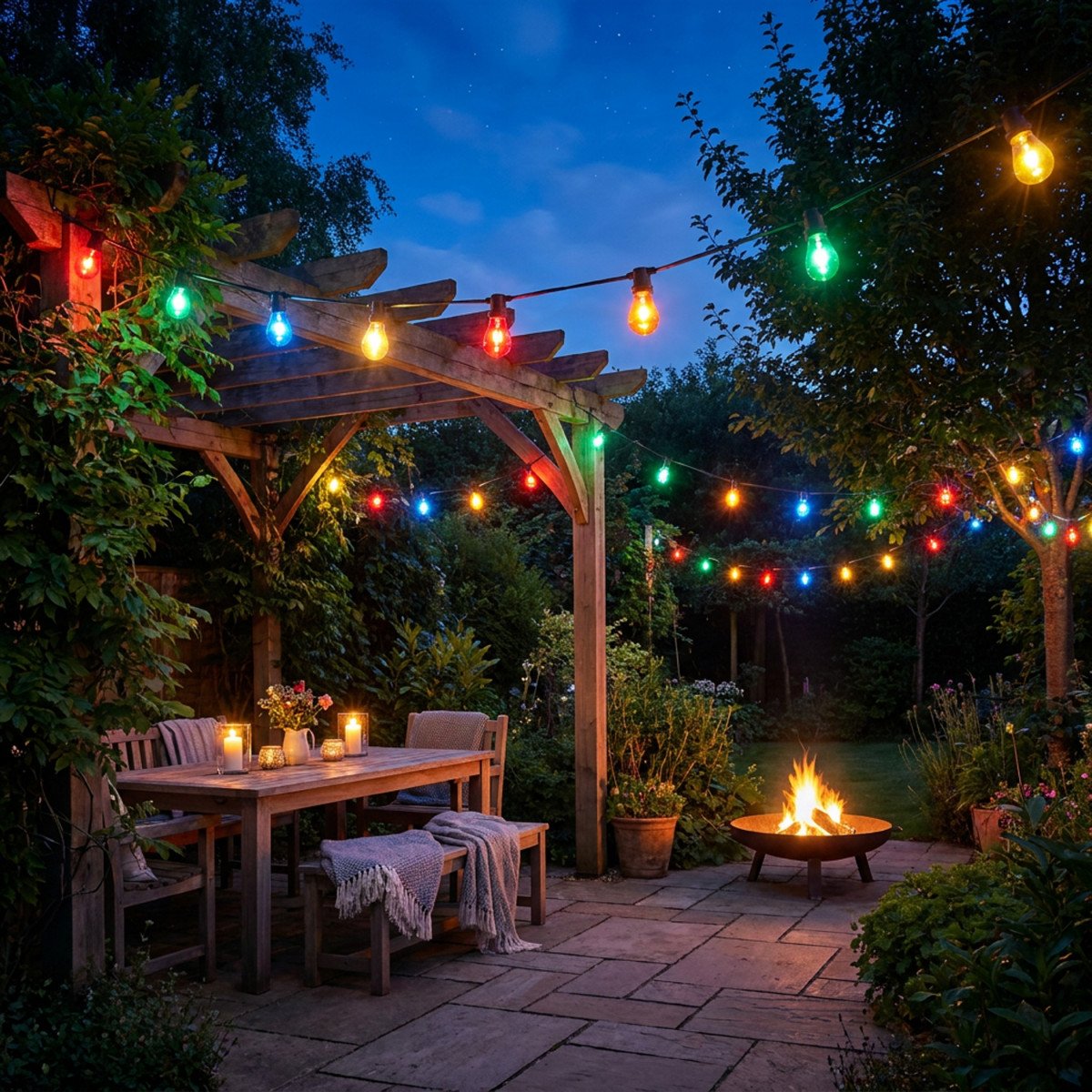 10 Meter Party Lichterkette mit Bunten 12 Volt LED's von Nostalux.de 