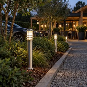 Außenbeleuchtung 3er-Set Soll 2 Gartenleuchten Edelstahl