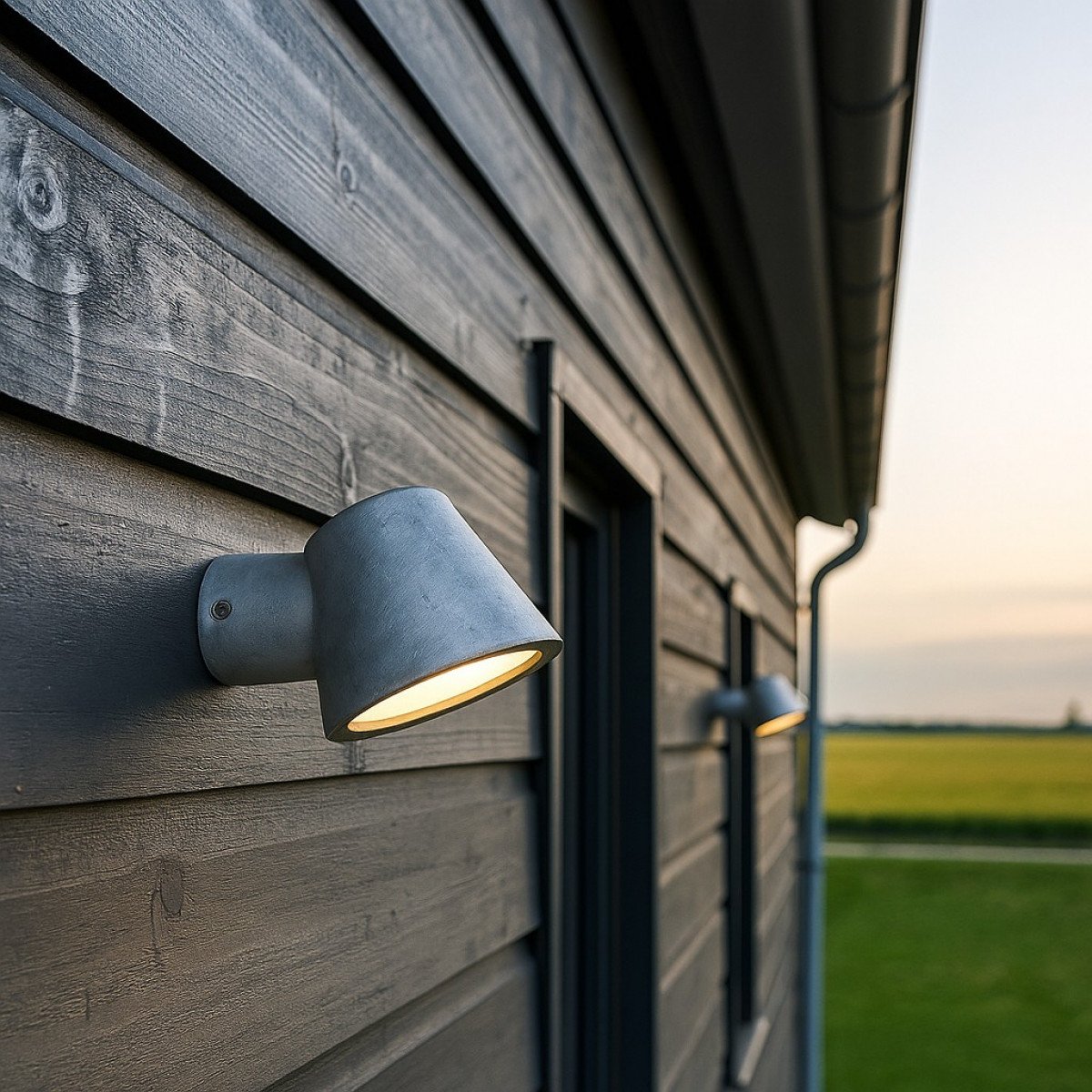 Silberne Stalllampe GU10 mit Tag-/Nachtsensor