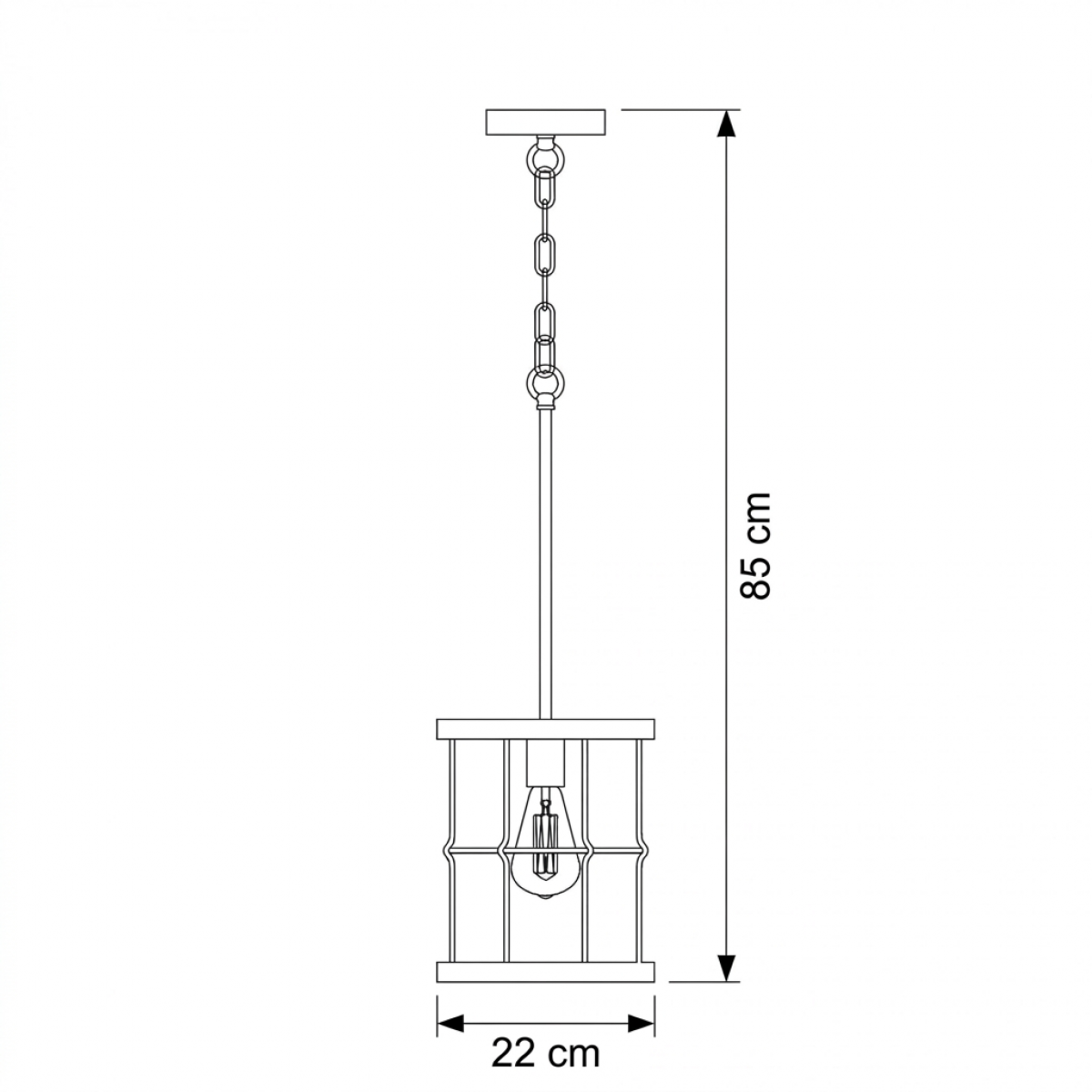 Benson Hängelampe bronze schwarz Metall E27 85 cm schlankes Design