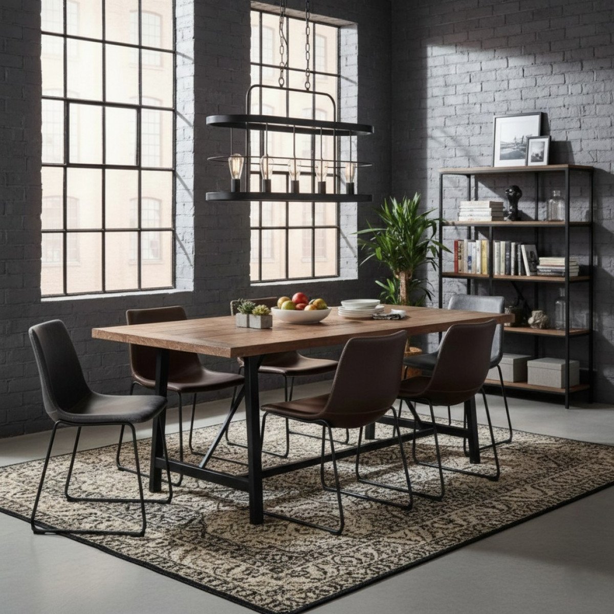 Benson 5 Hängeleuchte Schwarz Metall 5×E27 Industrie Lamp