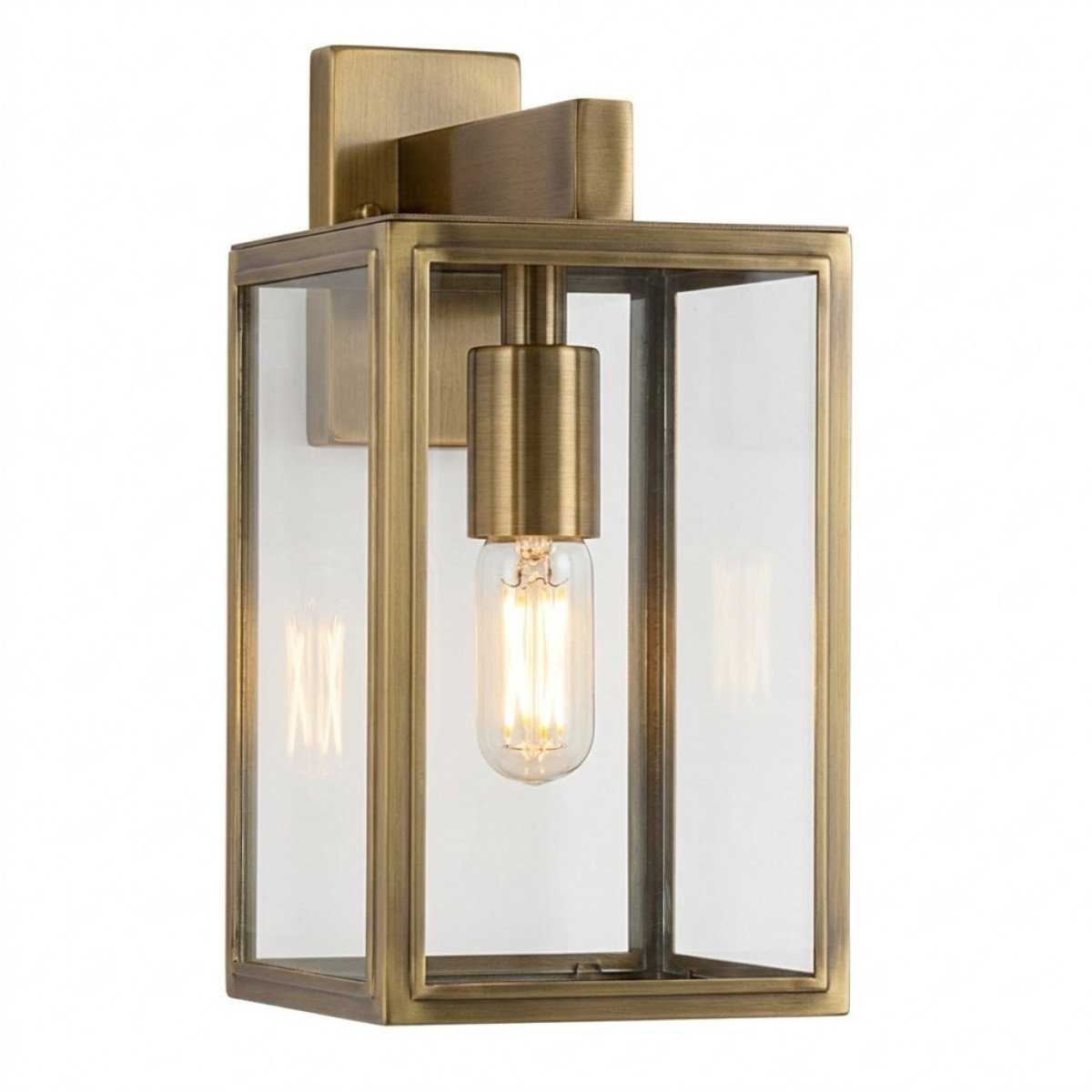 Moderne Außenleuchte in Messing mit klarer Verglasung, Wandbeleuchtung für den Außenbereich
