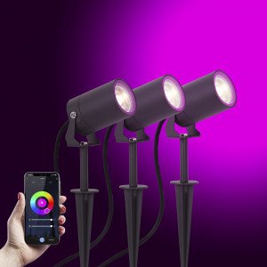 Multicolor Smart LED Gartenspot Stark Anthrazit 3er Set Multicolor Smart LED Gartenspot Stark Anthrazit 3er Set
