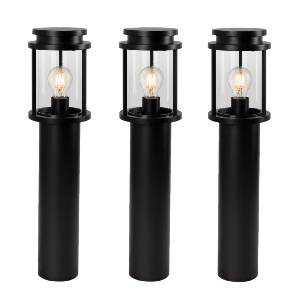 Schwarze runde Gartenlampe im klaren Design E27