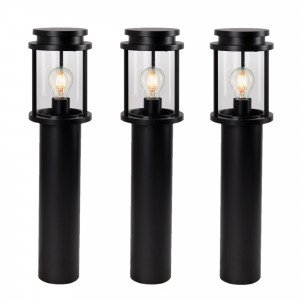 Schwarze runde Gartenlampe im klaren Design E27