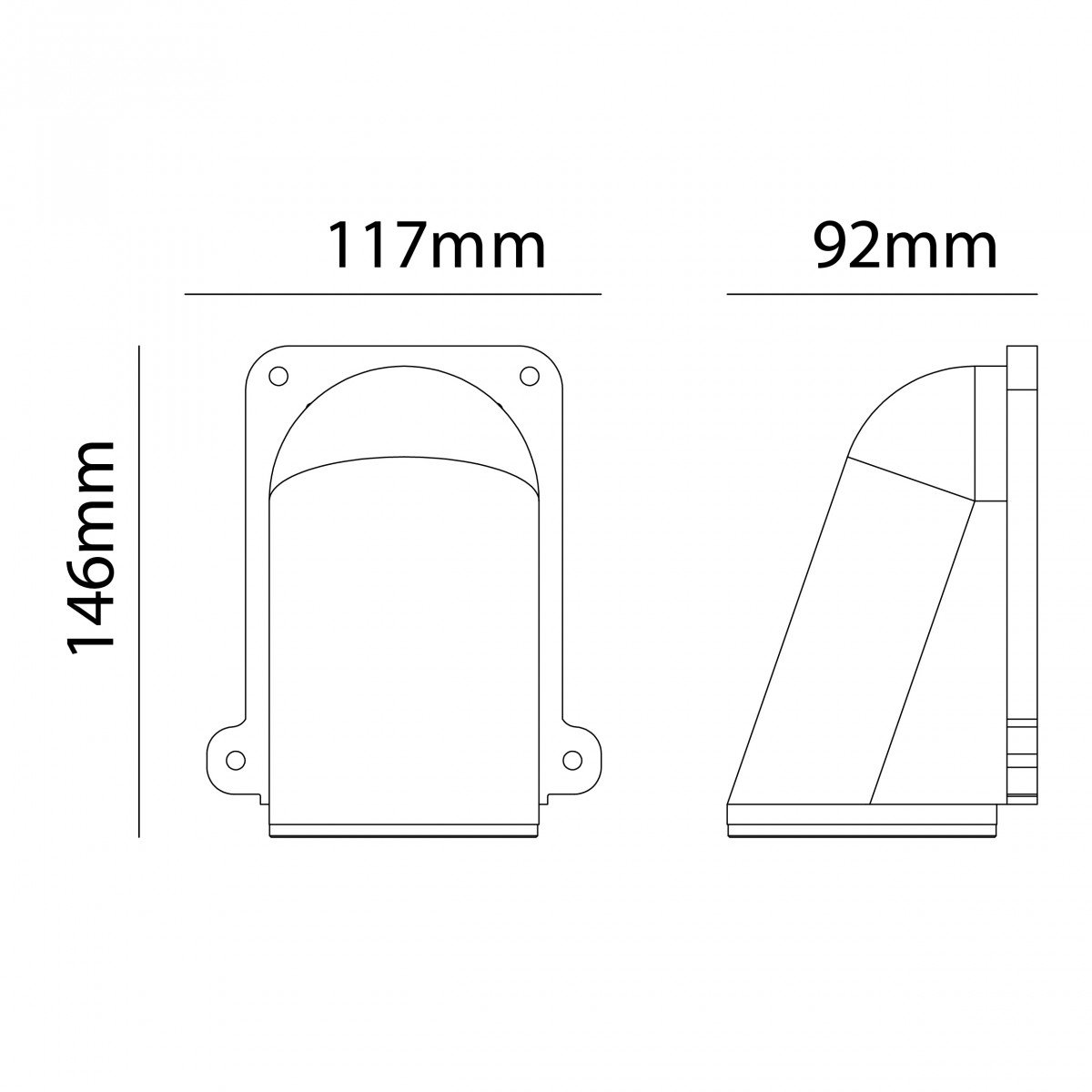 Aluminium Außenwandleuchte schwarz mit runden Formen und modernem Design