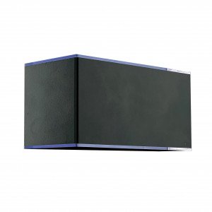 schwarze Solarlampe quadratisch aus Aluminium mit einer LED-Lichtquelle warmweiß oben und unten schwarze Solarlampe quadratisch aus Aluminium mit einer LED-Lichtquelle warmweiß oben und unten