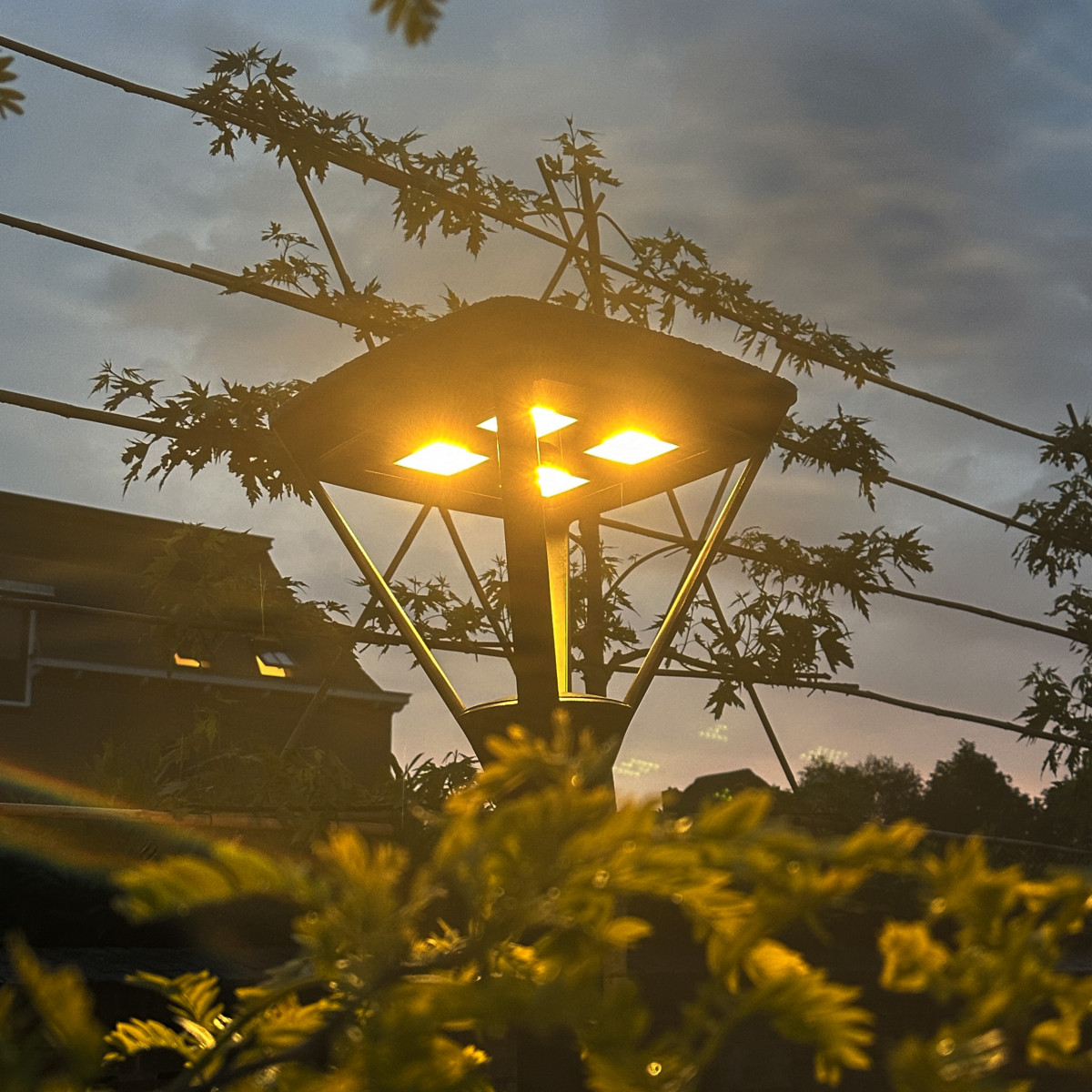 Schwarze quadratische Solarlaterne mit LED-Modul