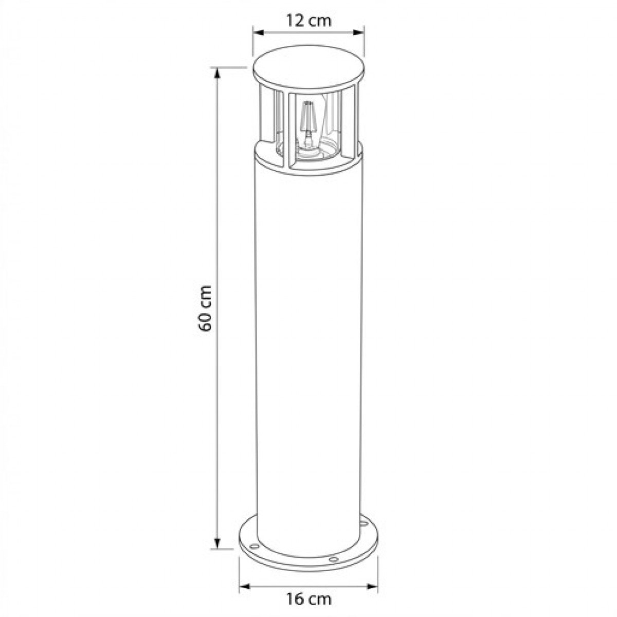 Eine braune robuste runde Gartenlampe Cortenstahl E27 Fassung