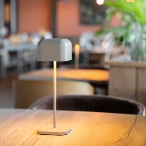 Beige Tischlampe aus Aluminium modern für drinnen und draußen