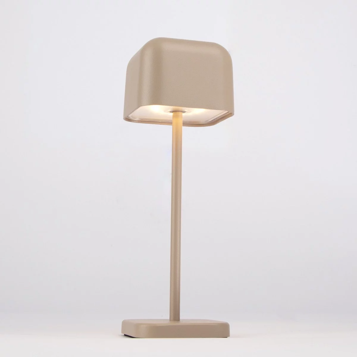 Beige kompakte Tischleuchte aus Aluminium modern für den Innen- und Außenbereich
