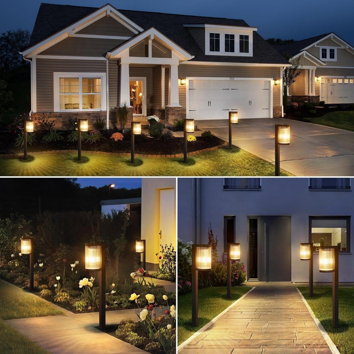 Schwarze LED-Solar-Gartenleuchte mit Erdspieß