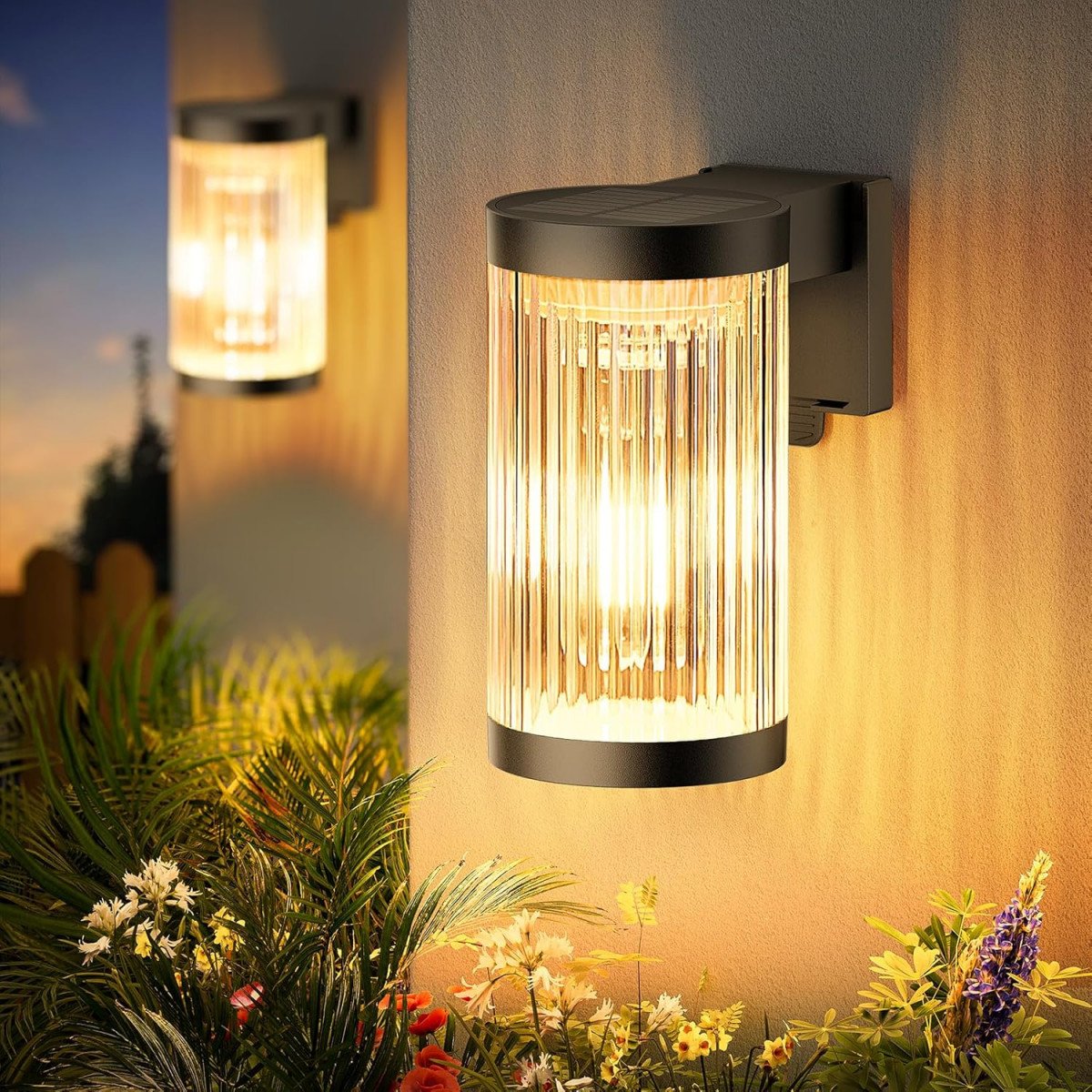 Moderne Solar-Wandleuchte – rundes Modell