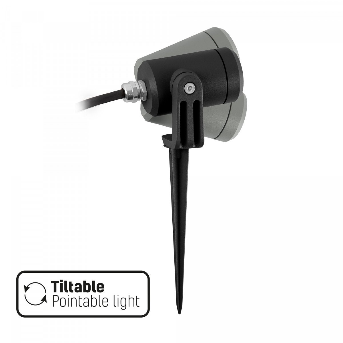 Schwarzer kompakter Bodenstrahler LED-Spike GU10 PAR11