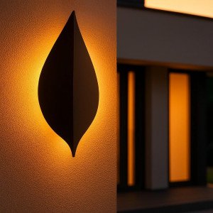Außenlampe Leaf Wandleuchte schwarz Aluminium modern